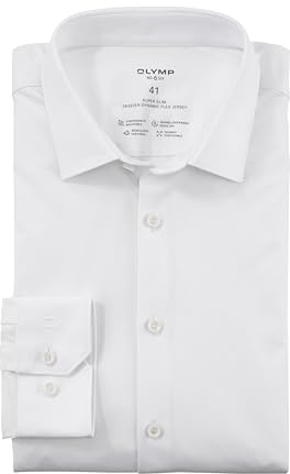 OLYMP Herren Oberhemd Langarm No. Six 24/Seven,Single Jersey,super Slim,Urban Kent,Weiss 00,43