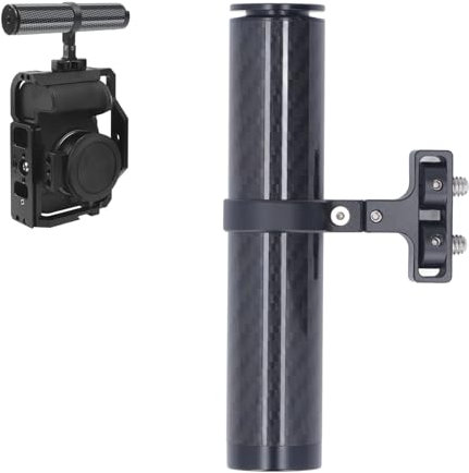 Camera Cage Side Handle, Adjustable Up and Down Side Handle Grip with Cold Shoe 1/4'' Thread 3/8'', Lightweight Carbon Fiber, Built in Hex Key for Camera Rig, Camera Cage