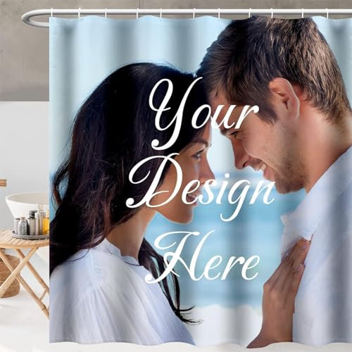 Goplnma Personalisierter Duschvorhang, individuelles Duschvorhang-Set mit Foto wasserdichter Benutzerdefinierte Duschvorhang für Home Badezimmer Dekor Personalisierte (180 x 180 cm,1)