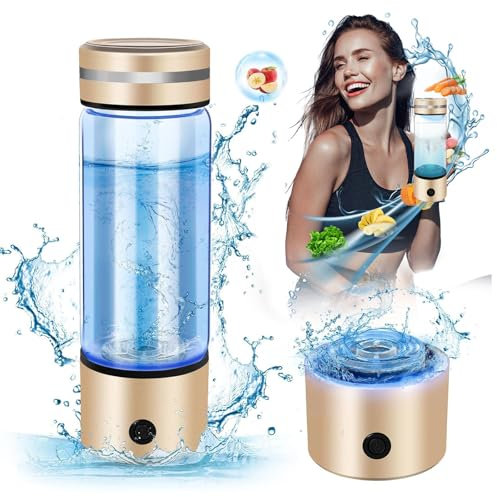DVONE Botella de Agua de Hidrógeno, Tecnología de Electrólisis PHHS Generador de Hidrógeno 3Min Electrólisis Rápida 1200-1400PPB para Viajar, Hacer Ejercicio, Regalo para el Amor