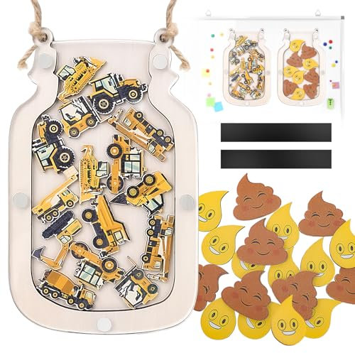 Reward Jar for Kids, Toilet Training Reward Chart, Incentive Good Behavior Jars for Children, Chore Reward Jar, Magnetic Reward Charts Tokens, Classroom Essentials for Boys Girls Student (Poo+Car)