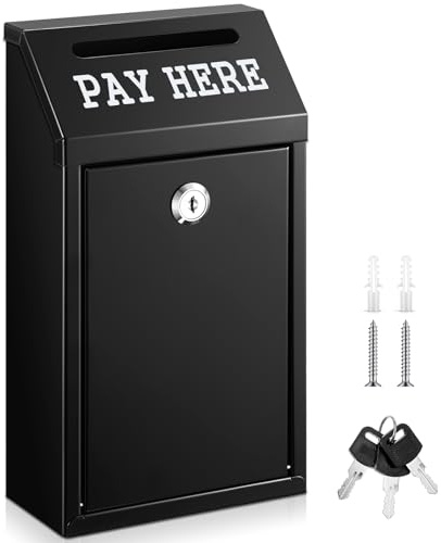 Yaocom Metal Money Cash Box,Black,10.2 X 5.7 X 2.8 Inch