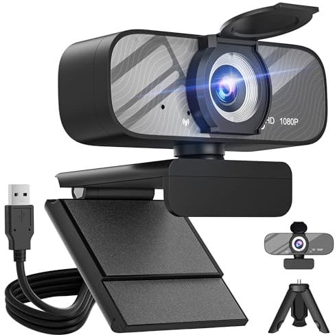 Gohero Full HD 1080P Video Webcam und Weitwinkel-Videokamera mit eingebautem Mikrofon und drehbarem Stativ für Laptop PC Computer ideal für Live-Streaming Anrufe