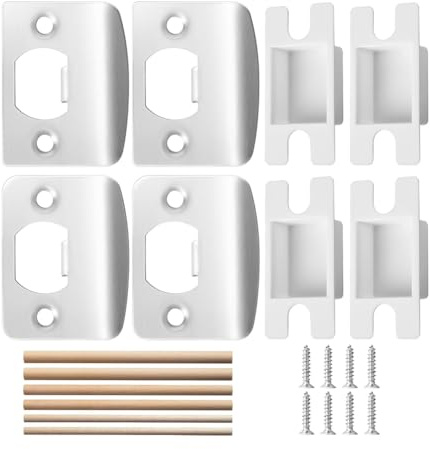 Asyduey Paquete 4 Placas para Pestillo Puerta: Kits Reparación Placas para Cerradura Puerta Acero Inoxidable: Refuerzo Restaurador Pestillo Puerta