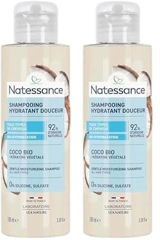 Natessance - Shampooing extra-doux - brillance - Coco & Kératine végétale - usage fréquent 100ml (Lot de 2)