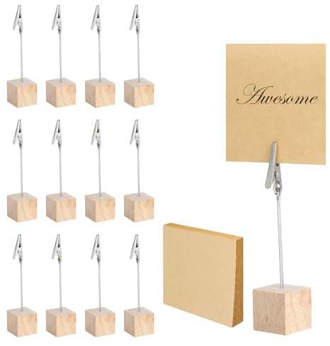 XRVRILE 12PCS Fotohalter mit Klammern und Ein Päckchen Haftnotizen, Memo Clip Notizhalter, Fotoständer, Fotoaufsteller, Kartenhalter Tisch, Zettelhalter für Büro Hochzeits Party Geschäften Restaurants