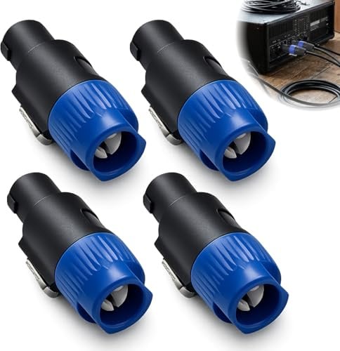 CanQuanSWZX 4 Pack Professional 4-Pole Twist-Lock Speaker Connectors for Professional Audio Systems, Secure Plug Connector Set for Cables Used with Audio Component Amplifiers, Durable Locking Design