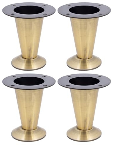 cyclingcolors 4er Set Möbelfuß Höhe 102 mm Metall Universal Möbelbein für Sofa Schrank Küche Bad Antik Messing
