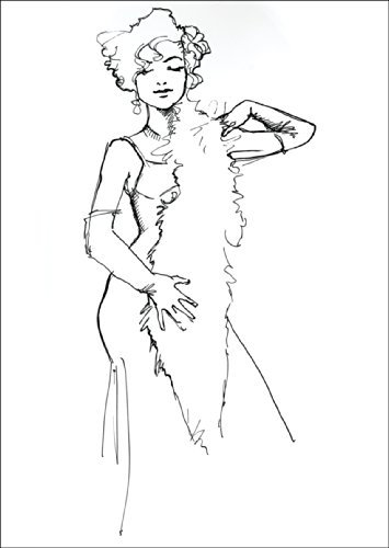 Trixee Sparkel die illustrierte Künstler Karte mit Burlesque-Tänzerin in eleganter Pose • auch zum direkt Versenden mit Einleger • hübsche hochwertige Grusskarte mit Umschlag