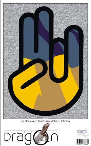 INDIGOS UG The Shocker Hand - Aufkleber/AUTOAUFKLEBER - Decal Sticker 15cm außenklebend - schwarzer Umriss mit Fahne/Flagge - Ukraine-Ukraine