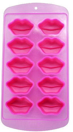 Fairly Odd Novelties Kisses Lips Shape 10 Ice Cube Tray Mold Pink Novelty Gag Gift,