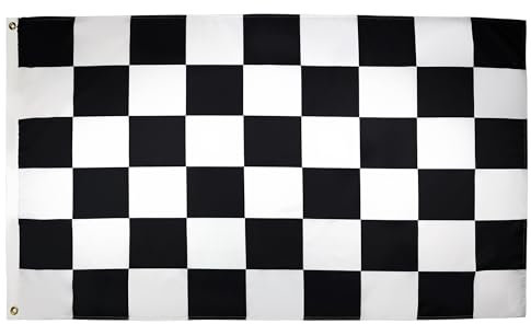 AZ FLAG - Bandera A Cuadros Negros Y Blancos - 150x90 cm - Bandera De Carreras Automoviles - Negro Y Blanco 100% Poliéster ligero Con Ojales de Metal integrados - 80g