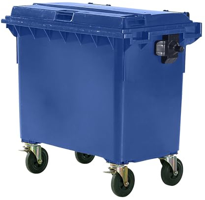 SSI Schäfer | Müllcontainer aus Kunststoff | DIN EN 840 | Volumen 660 l | BxHxT 1360 x 1235 x 765 mm | blau.