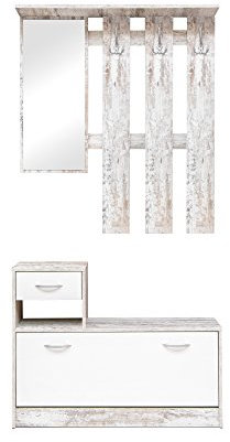 Indomita, Mobile Ingresso Rudolf Bianco Consumato, Misure: L 100 x H 180 x P 25 cm,