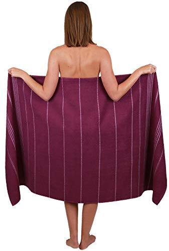 Betz XXL Badetuch - großes Strandtuch - Saunahandtuch aus 100% Baumwolle - Liegetuch - 90x180 cm - Lines - Farbe lila
