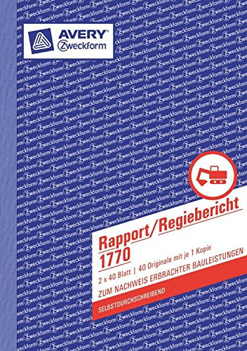 Avery Zweckform 1770 Rapport/Regiebericht (10)