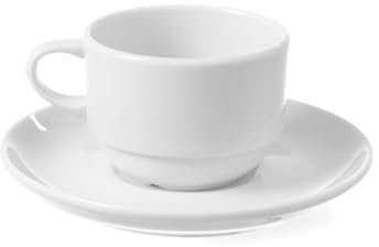 HENDI Tazzina da cappuccino, per HENDI Piattino 799154, angoli robusti e smalto di qualitá, adatto a microonde e lavastoviglie, 230ml, ø90mm, porcellana bianca