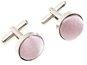 Boutons de manchette classiques en métal argenté satiné uni, rose, taille unique