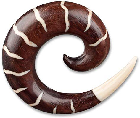 viva-adorno® 1 Stück Dehnungsspirale Holz Bone Inlay handgeschnitzt Expander Taper Sichel Spirale Ohr Piercing 6-16mm WX7_F, 10mm