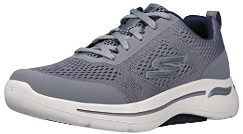 Skechers Homme Gowalk Arch Fit-Grand Select Athletic Workout Walking Shoe with Air Cooled Foam Sneaker Basket, Gris/Bleu Marine, 44 EU