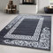 Carpetsale24 Kurzflor Teppich 120x170 cm, Modern Mäander Design in Grau Weiß, Pflegeleicht, ideal für Wohnbereich, Jugendzimmer oder Essplatz
