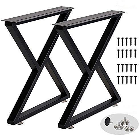 Metall-Tischbeine, 71,1 cm, strapazierfähig, industriell, schwarz, Tischbeine, Z-Form, DIY-Möbelbeine (H x B x H): 71,1 x 61 cm, 2 Stück
