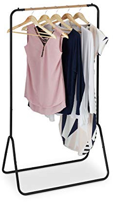 Relaxdays Portant à vêtements, métal, Porte-Manteaux Ouvert, Support à Vestes, HxLxP: 145 x 80 x 44 cm, Apparence Bois