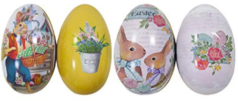 PRETYZOOM 4 Stücke Ostereier Osterdeko Eier zum Befüllen Ostern Geschenkbox Metall Geschenkdose Keksdose Metalldose Blechdose Schmuckdose Süßigkeiten Dose Schachtel für Kinder Geschenke
