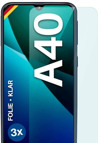 moex für Samsung Galaxy A40 Schutzfolie Displayschutz Folie Ultra-klar HD 0,2 mm kompatibel mit jeder Hülle, Anbringen ohne Blasen, Handyfolie Extra Kratzfest, FlexProtect 3 Stück