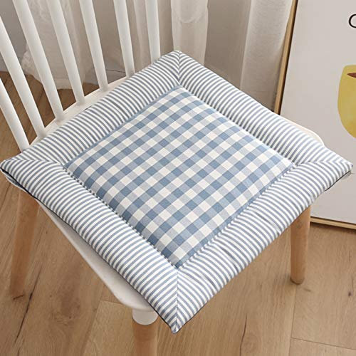 RAILONCH 4er Set Sitzkissen Lein, 40×40cm Eckig Stuhlkissen Sitzauflage für Stühle in Haus und Garten Kollektion Stuhlkissen (Hellblau)