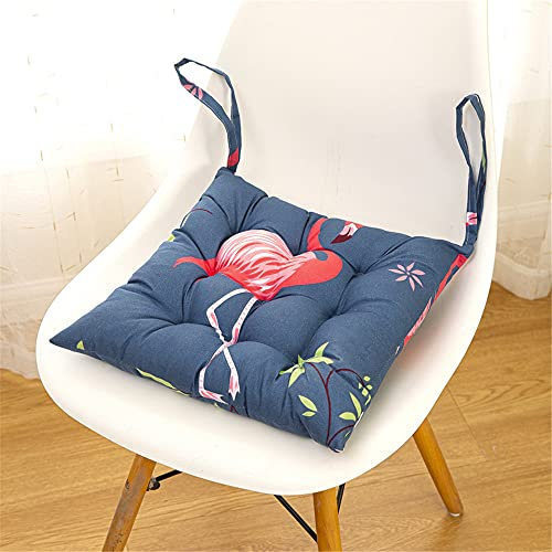 Treer Stuhlkissen mit Bändern Sitzkissen,Tatami Kissen Stuhlauflage Sitzpolster Kissen für Stuhl Weiches Sitzkissen für Indoor Zuhause Stuhl Outdoor Garten (Rosa Flamingo,45x45cm)