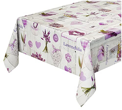 emmevi Tovaglia Cucina Shabby Chic Tela Cerata Antimacchia Al Metro h140 Su Misura mod.FAVOLA 278 Lilla