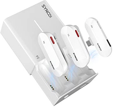 SYNCO P2T 【Type-C】 di Microfono Lavalier Wireless Smartphone 2.4Ghz, Custodia di Ricarica Plug and Play Compatibile con il Type-C Smartphone Tablet, Microfono-Lavalier-Wireless-Smartphone