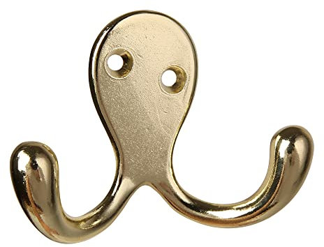 HASWARE 6 Stück Doppel-Kleiderhaken mit 12 Schrauben, Wandhaken, Kleiderbügel, strapazierfähig für Hut, Krawatte, Mäntel, Handtuchschlüssel (helles Messing)