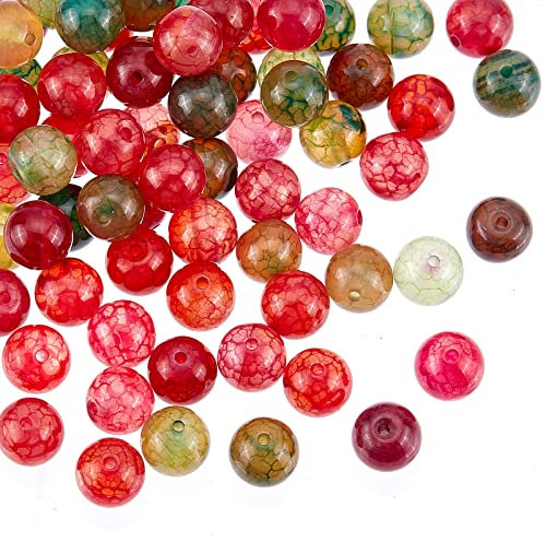 OLYCRAFT 96 Stück Natürliche Turmalin Perlen 8mm Bunte Runde Turmalin Perlen Rund Lose Edelsteine Perlen Energiestein Für Armband Halskette Schmuckherstellung