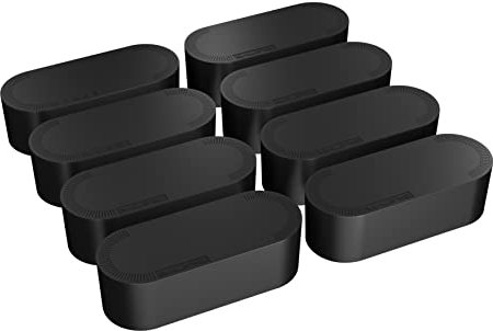 D-Line Cable Tidy Box 8-Pack, Hide & Conceal Extension Blocks, Organize Electrical Cables, Made from Robust Electrically-Safe ABS Material - 415mm (L) x 165mm (W) 135mm (H) - Large, Black