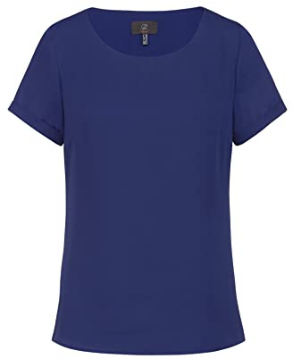 GREIFF Chiffon Damen Chiffon-Bluse Kurzarm Rundhals Regular Marine 50