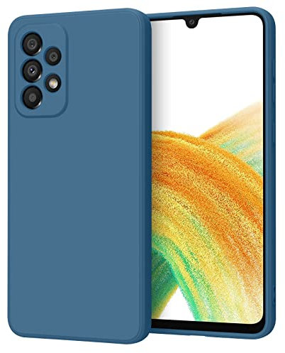 AK Kompatibel mit Samsung Galaxy A33 5G Hülle Silikon Handyhülle mit Microfiber Stoßfeste Schutzhülle Hülle für Samsung A33 6.4 (Navy blau)