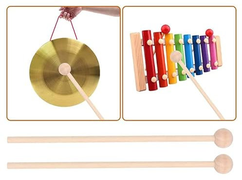 Holzschlägel Xylophon Schlägel Holz Marimba Schlägel Mallet Drumsticks Glockenspiel Kugelschläger Klangstäbe Percussion Sticks Instrumental Zubehör Energieglockenspiel kinder Holzblock Glocken (1 STK)
