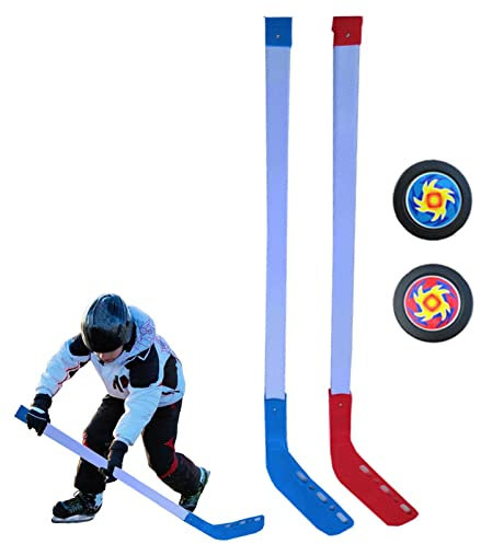 komsoup Eishockeyschläger Für Kinder, Street Hockey Set Junior, Street Hockeyschläger Und Ball, Jugend Hockey Trainingsgeräte, Hockey-Starter-Set Für Anfänger