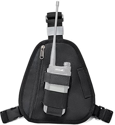 UAYESOK Vergrößertes Funkgerät Brustgeschirr Schulter Radio Holster Gürtel Pack Einstellbare Funkgerätetasche Radio Holstertasche Tasche für Motorola Baofeng Icom Yaesu Midland Walkie Talkie (Schwarz)