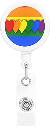 Einziehbarer Ausweishalter für LGBT-Flagge, Ausweisrollenhalter mit ID-Clip Krokodilklemme