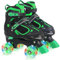 Nattork Kinder Rollschuhe für Jungen Mädchen Kinder - Grün für große Kinder Alter 7 8 9 10-4 Größen einstellbar Quad Skates mit Allen Licht bis Räder - Indoor Outdoor Sport