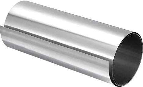 sourcing map Lámina de Acero Inoxidable 304, Rollo Hoja Tira de Placa Fina 0,1x200x1000mm para Artesanías, Equipo Electronico, Tono Plateado