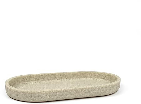 Nadi Collection | Bandeja pequeña baño | Serie Forest | para organizar cosméticos, jabón o joyería | Resina | Diseño Minimalista | Color Liso y Neutro | 23 x 12.5 x 2.5cm (Beige)