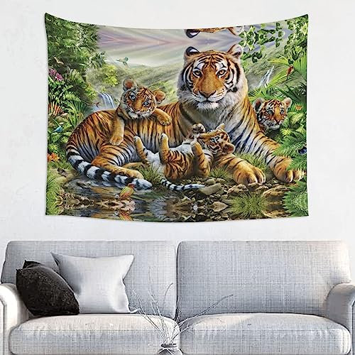 Faduni Jungle Tigers Cub Wandteppich Wandbehang Wandteppich Dekoration für Wohnzimmer Schlafzimmer Wohnheim 73 x 94 cm