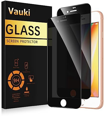 Vauki 2 Pezzi Privacy Vetro Temperato per iPhone 8 Plus/iPhone 7 Plus,Pellicola Protettiva Anti-Spy,Durezza 9H,Anti-Graffio,Senza Bolle,Schermo Protezione Anti-Spia Pellicola per iPhone 8 Plus,5.5
