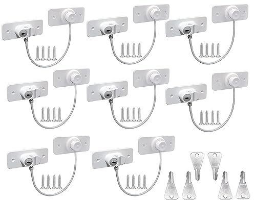8Pcs Window Locks for UPVC Windows, MIVITOOM Window Cable Restrictor Window Safety Locks with Keys and Screws for Child & Pet Safety, Self Adhesive