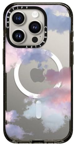 CASETiFY Impact Case for iPhone 15 Pro [4X Military Grade Drop Tested / 8.2ft Drop Protection/Compatible with Magsafe] - Clouds - Clear Black