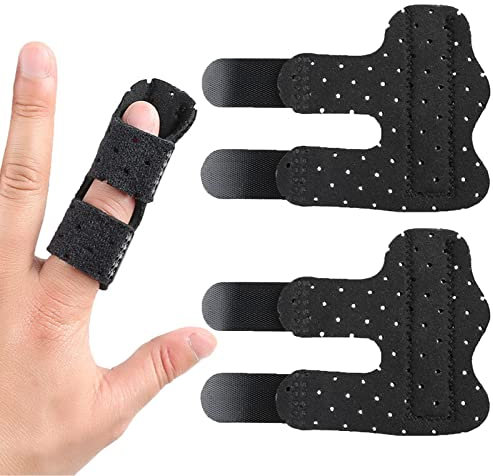JOAOXOK Trigger Finger Splint,2pcs Composite Cloth Trigger Finger Splints Finger Brace for Broken Finger Protection Finger Knuckle Immobilization Sleeves,Black Breathable Splint (A-Black)